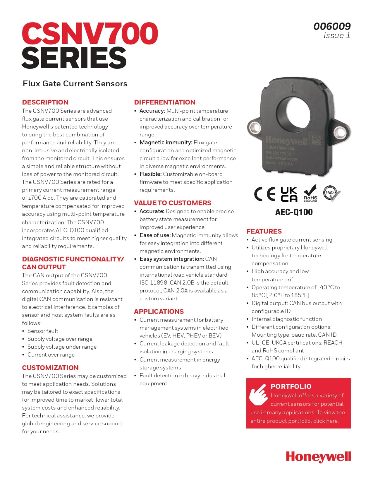 霍尼韦尔（Honeywell） CSNE 700N 电流传感器